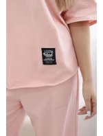 Bavlněný komplet halenka + kalhoty broskev Bavlněný komplet halenka + kalhoty broskev