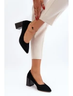 Sametové lodičky na podpatku černé Alessyndra