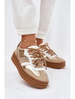 Dámské Tenisky Na Platformě S Dvojitým Šněrováním Leopardí Zlaté Klipy