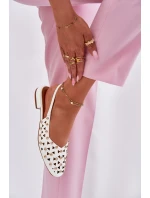 Zdobené Baleríny Na Plochém Podpatku Bílé Nilarisela