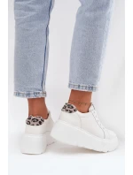 Kožené dámské tenisky na platformě Panterka Vinceza 89144 Bílé