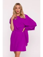 S423 Šaty s pláštěm - levandulová