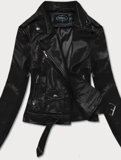 Černá bunda ramoneska - vesta z eko kůže FL202050 černá - FLAM Mode