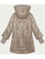 Dámská prošívaná bunda ve velbloudí barvě s ozdobnými stahovacími lemy S'West (B8345-12)