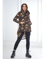 Mikina moro s dlouhými zády khaki+hnědá Mikina moro s dlouhými zády khaki+hnědá