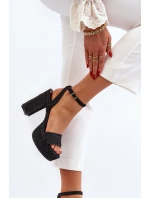 Džínové sandály na podpatku černé Acrana