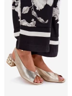 Kožené elegantní dámské sandály CheBello 4724 zlaté