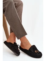 Dámské pantofle Mule s třásněmi a korálky Černé Belissa