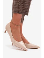 Lakované lodičky na nízkém podpatku Béžové Girela