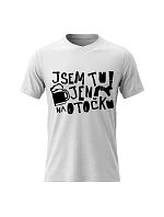 Dámské bavlněné tričko s potiskem - JSEM TU JEN NA OTOČKU - bílé