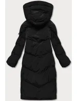 Černá dlouhá dámská zimní bunda s kožešinovou podšívkou (2m-011)