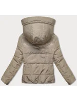 Černo-béžová oboustranná krátká bunda s kapucí (B8181-1046)