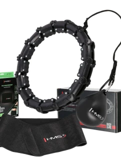 Hula Hop set HHW11 BLACK s výstupky a závažím + opasek BR163 BLACK PLUS SIZE HMS