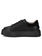 Černé dámské sportovní kožené polobotky na platformě Filippo DP6119 Černé dámské sportovní kožené polobotky na platformě Filippo DP6119