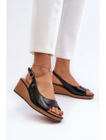 Dámské lakované sandály na platformě Sergio Leone SK301 Černé