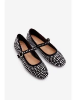 Eko Semišové Baletky S Ozdobami z Korálků Černé Tinara