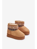 Dětské Snežné Boty S Vzorovaným Vložkem Zateplené Kožíškem Camel Mirirae Dětské Snežné Boty S Vzorovaným Vložkem Zateplené Kožíškem Camel Mirirae