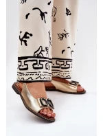 Ploché Sandály S Dekorací Eko Kůže Zlaté Lilria