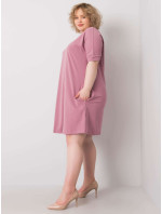Prachově růžové volné šaty větší velikosti