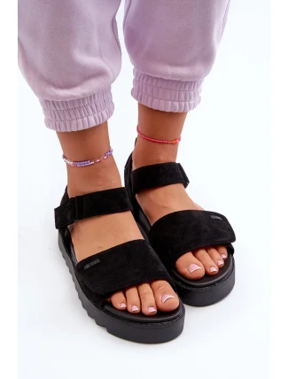 Dámské semišové sandály na platformě Big Star Black Dámské semišové sandály na platformě Big Star Black