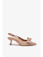 Dámské lodičky na jehlovém podpatku s mašlí Folesca – béžové Dámské lodičky na jehlovém podpatku s mašlí Folesca – béžové