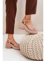 Sandály Na Platformě A Klínu Z Eko Semiše Béžové Nendal