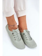 Dámské Kožené Polobotky Z Přírodní Kůže Artiker 54C0833 Světle Zelené