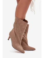 Dámské kotníkové boty na jehlovém podpatku Solvienne – béžové