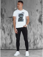 Pánské bílé tričko s potiskem FashionStreet RX5537