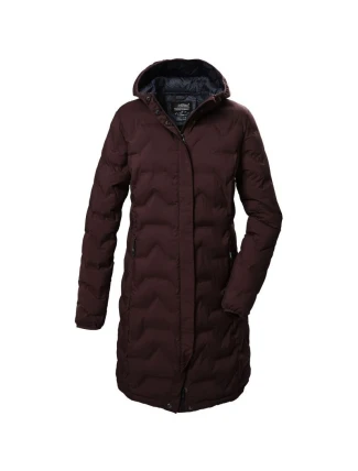 Dámská prošívaná bunda Killtec KOW 9 zimní nepromokavá bunda s kapucí dlouhá bordó (41806/447)