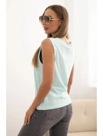 Dámská bezrukávová košile z bavlny klasického střihu mátová Dámská bezrukávová košile z bavlny klasického střihu mátová