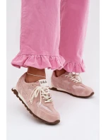 Kožené semišové dámské tenisky MK61-0705 Růžové