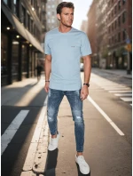 Pánské vyšívané tričko modré FashionStreet RX5639