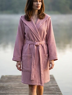 Dámský vaflový župan s kapucí Vestis Saimaa Old Rose