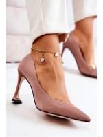 Módní kožené boty na jehlách růžové Tamira Módní kožené boty na jehlách růžové Tamira