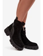 Dámské kozačky z pravé semišové kůže s podšívkou D A JC52 874 Černé Dámské kozačky z pravé semišové kůže s podšívkou D A JC52 874 Černé