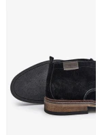 Semišové Pánské Šněrovací Kotníkové Boty Big Star OO174146 Černé