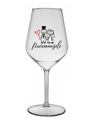 NOVOMANŽELÉ - čirá nerozbitná sklenice na víno 470 ml