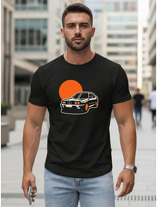 Pánské bavlněné tričko s potiskem automobilů černé FashionStreet NX5091R