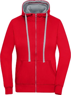 Daiber JN 962 Dámská mikina s kapucí "Lifestyle" 02.0962 red/grey heather
