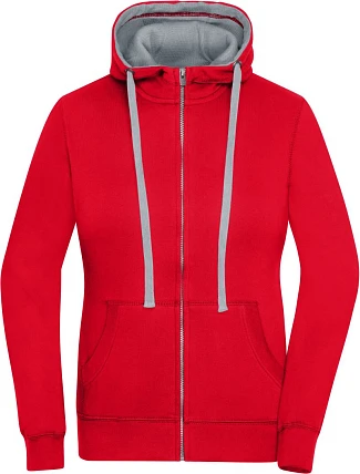 Daiber JN 962 Dámská mikina s kapucí "Lifestyle" 02.0962 red/grey heather