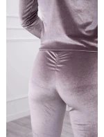 Velurová souprava s řasením na zadní straně šedá