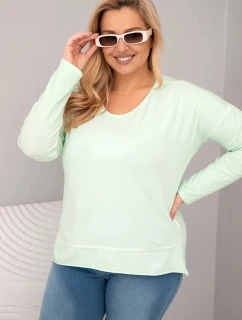 Dámská blůza Plus Size s V výstřihem a delším zadním dílem mátová