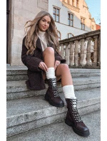 Dámské trapery boty z eko kůže čokoládové Bellora