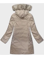 Dámská oboustranná zimní bunda s kapucí černo-béžová (B8202-1046)