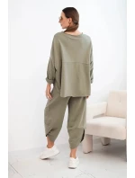 Komplet bavlněný mikina + kalhoty světlá khaki Komplet bavlněný mikina + kalhoty světlá khaki