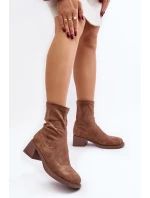 Dámské botky na nízkém podpatku hnědé Aphroteia