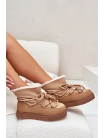 Dámské Sněhule Na Platformě Zateplené Kožíškem Camel Aziara