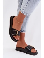 Ženské pantofle s zlatým sponou Černé Rosivana