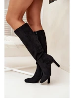 Dámské kotníkové boty Zamira na sloupkovém podpatku – černé